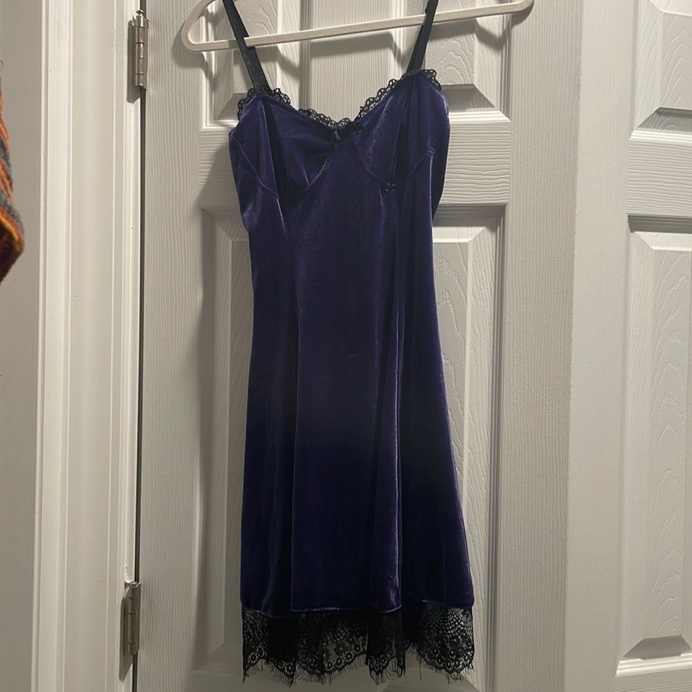 velvet purple black lace dress